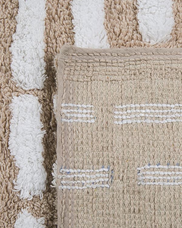 Shaggy Gulvteppe Beige Bomull 120 x 180 cm Håndvevd Teppe Boho Soverom