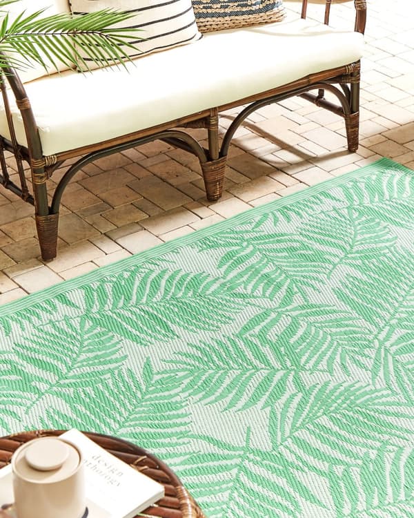 Utendørs Teppe Grønn Polypropylen 120 x 180 cm Tosidig Terrasse Balkong Hageutstyr Stue Gang
