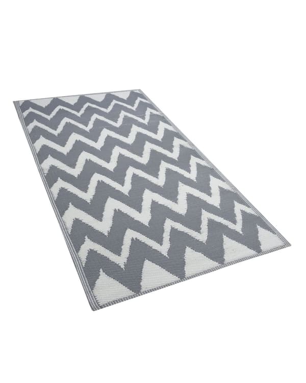 Uteteppe Grå Polypropylen 90 x 180 cm Geometrisk mønster Miljøvennlig materiale Moderne design Gulvteppe Dekorasjon Tekstiler