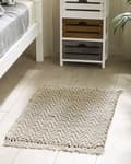 Miniatyrbilde 2 av 7: Gulvteppe Beige Jute Bomull 50 x 80 cm Frynser Håndvevd Boho Gang Soverom
