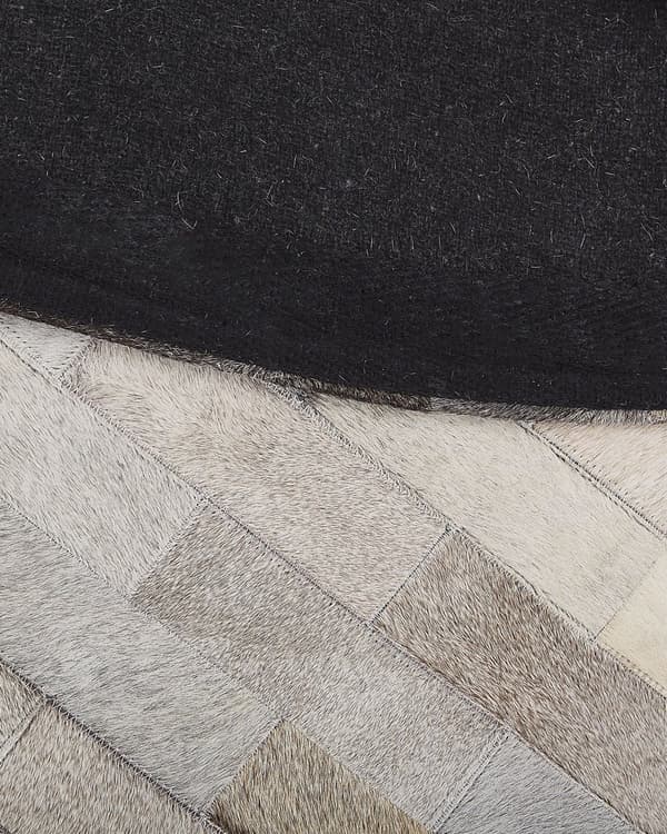 Rundt Teppe Brun Beige Kuskinn ø 140 cm Patchwork Rustikk