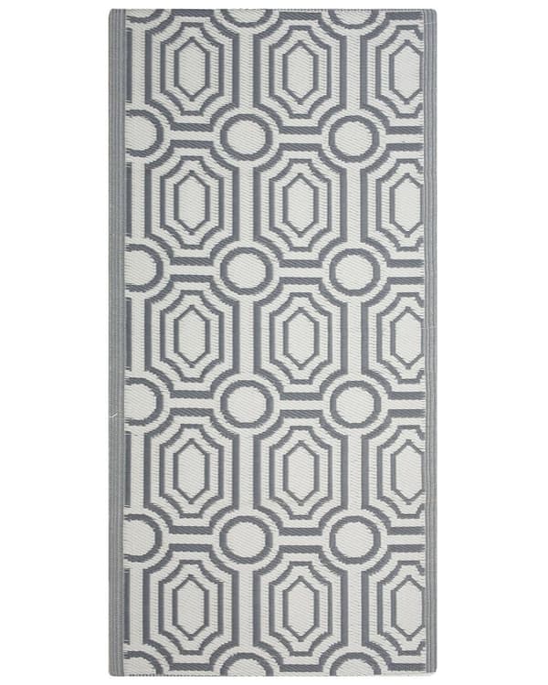 Utendørs Teppe Grå Syntetisk Materiale 90 x 180 cm Vendbart Geometrisk Mønster Miljøvennlig Moderne