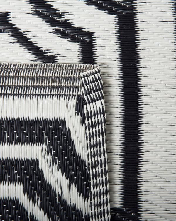Utendørs Teppe Svart Syntetisk 90 x 180 cm Vendbart Geometrisk Mønster Moderne Design