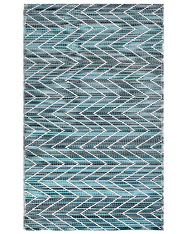 Uteområde Teppe Blå Resirkulert 120 x 180 cm Mønster Polypropylene Terrasse Balkong
