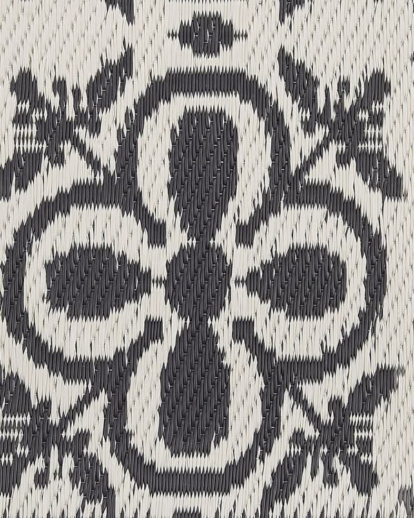 Utendørs teppematte i svart og hvitt syntetisk materiale 120 x 180 cm Blomstermønster Moderne