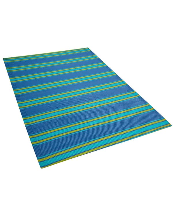 Uteteppe Blå Syntetisk 120 x 180 cm Stripete Mønster Miljøvennlig Moderne Minimalistisk