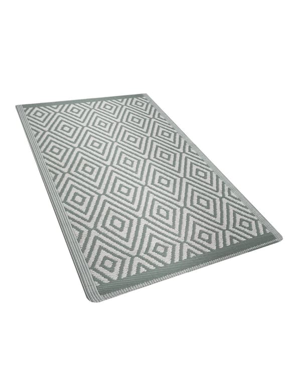 Utendørsteppe Grønn Syntetisk 90 x 150 cm Diamantgeometrisk mønster Miljøvennlig Moderne Minimalistisk