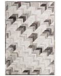 Miniatyrbilde 4 av 6: Gulvteppe Grå Beige Kuskinn 140 x 200 cm Geometrisk mønster Patchwork Håndlaget Moderne stil