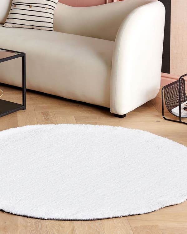 Teppe Hvit Polyester Bomull ø 140 cm Shaggy Rund form Dekorativt Moderne Tilbehør Innredning