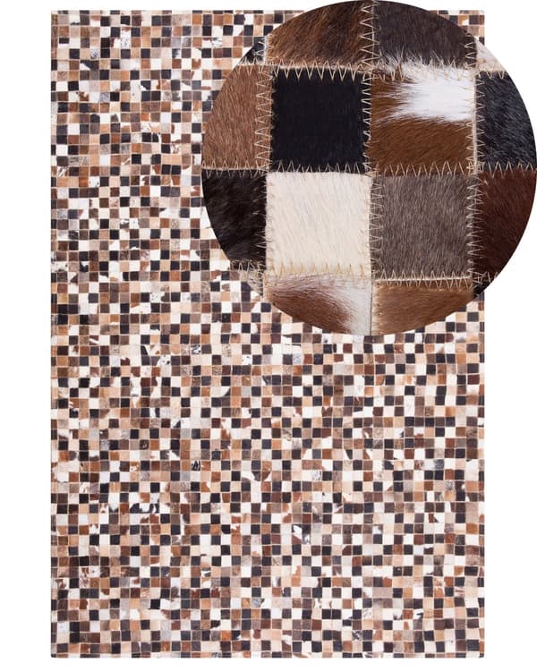 Flerfarget Skinnteppe 160 x 230 cm Mosaikk Lappeteppe Okseskinn Rektangulært Moderne