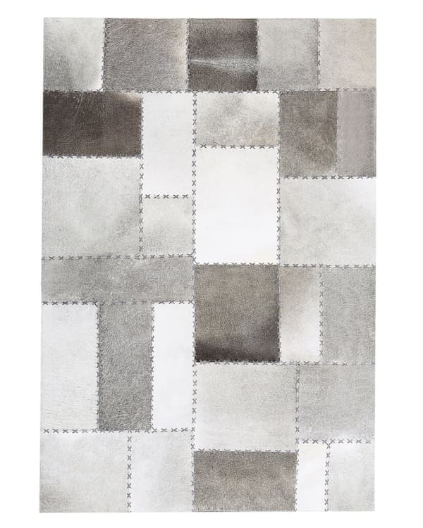 Teppe i brunt og grått kuskinn 140 x 200 cm Håndlaget lappeteppe Vintage