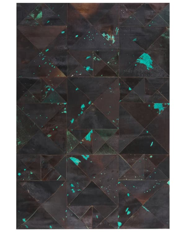 Teppe Brun Turkis Kuskinn 160 x 230 cm Abstrakt mønster Patchwork Håndlaget Moderne design