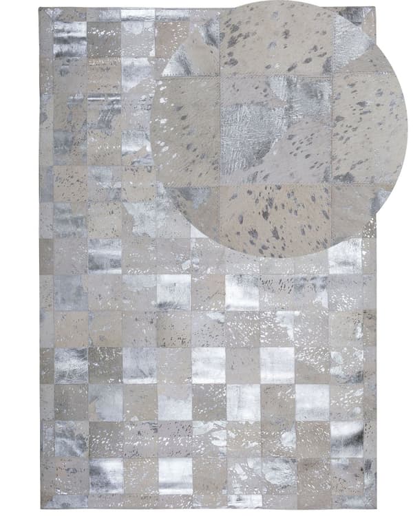 Teppe Beige Sølvfarget 230 x 160 cm Kuskinn Håndlaget med lav luv Moderne