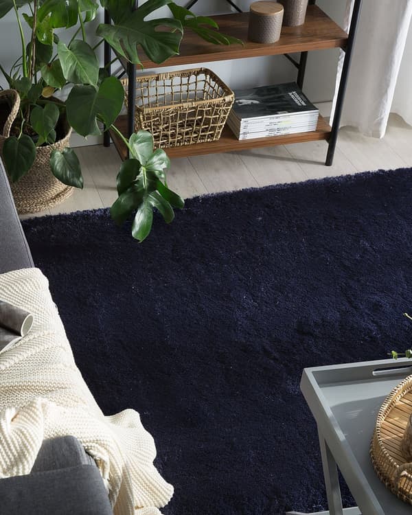 Teppe Blå Bomull Polyester 160 x 230 cm Shaggy Dekorativt Tilbehør Innredning Stue Soverom Moderne
