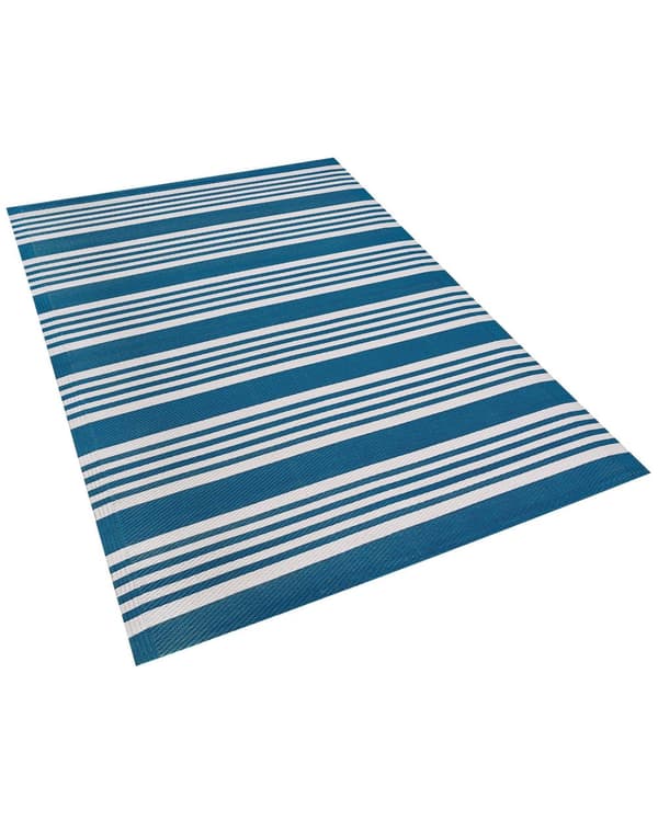 Teppe Blå Syntetisk 120 x 180 cm Stripete Geometrisk mønster Miljøvennlig Moderne Minimalistisk