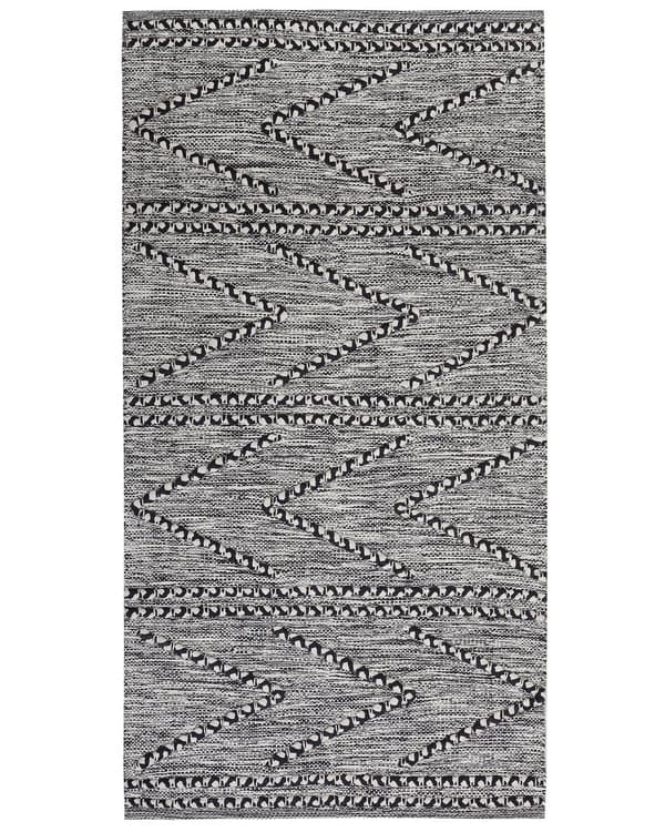 Teppe Svart med Hvit 80 x 150 cm Tufted Geometrisk Mønster