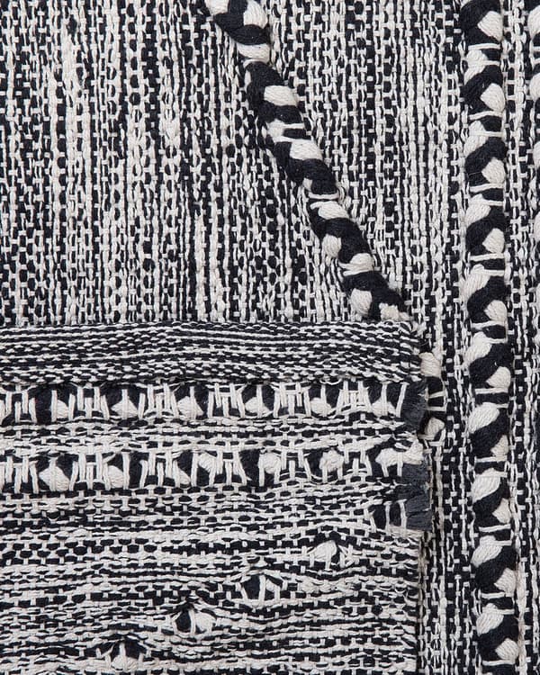 Teppe Svart med Hvit 80 x 150 cm Tufted Geometrisk Mønster