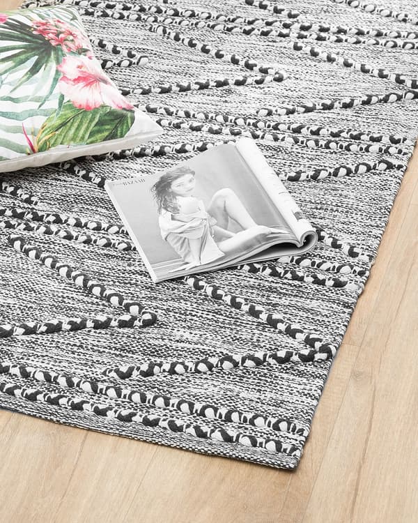 Teppe Svart med Hvit 80 x 150 cm Tufted Geometrisk Mønster