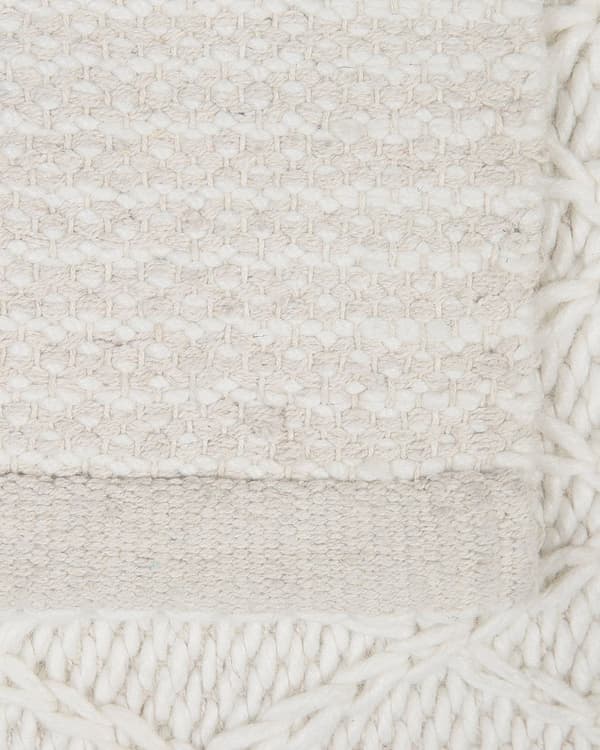 Gulvteppe Off-White Ull Viskose 80 x 150 cm Rektangulært Håndvevd Boho