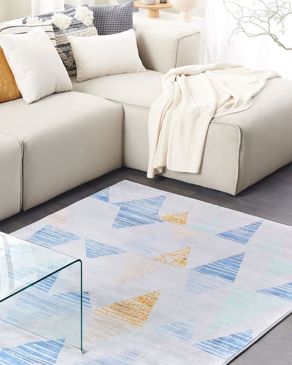 Gulvteppe Flerfarget 140 x 200 cm Polyesterstoff med Geometrisk Mønster Rektangulært