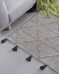 Miniatyrbilde 2 av 6: Teppe Brun 140 x 200 cm Geometrisk mønster med dusker Orientalsk