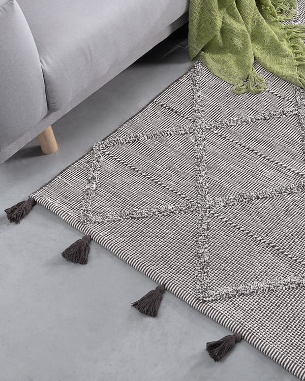 Teppe Brun 140 x 200 cm Geometrisk mønster med dusker Orientalsk
