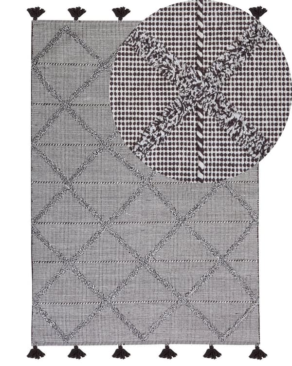 Teppe Brun 140 x 200 cm Geometrisk mønster med dusker Orientalsk