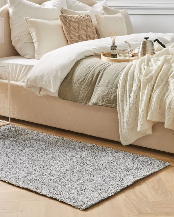 Teppe Svart Hvit Grå Polyester Bomull 80 x 150 cm Shaggy Dekorativt Moderne Tilbehør Innredning