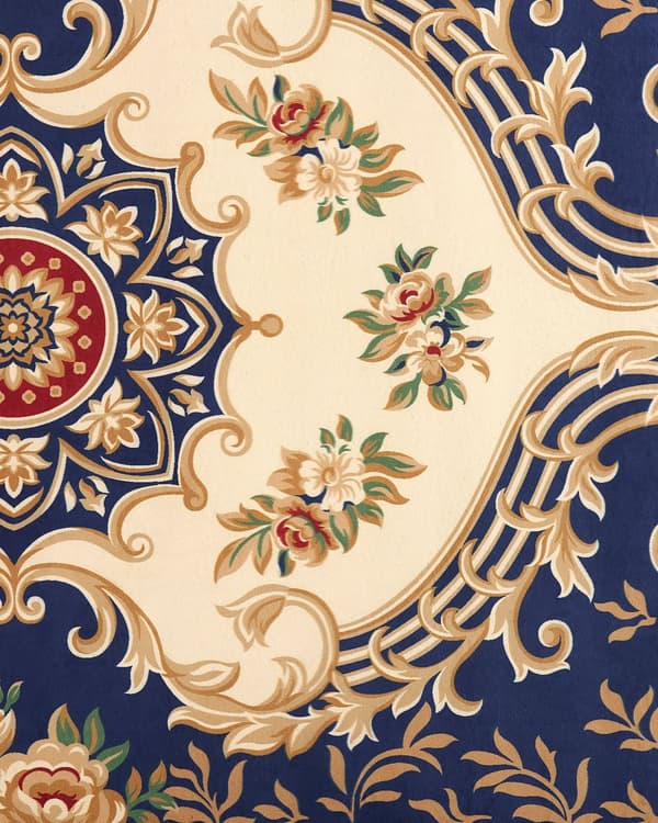Gulvteppe Blå Hvit Polyester 140 x 200 cm Viktoriansk Mønster Gummibelagt bunn