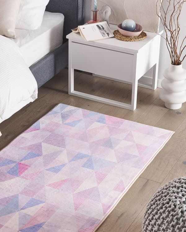 Teppe Pastellblått og Grått 80 x 150 cm Trekantmønster Teppe Moderne