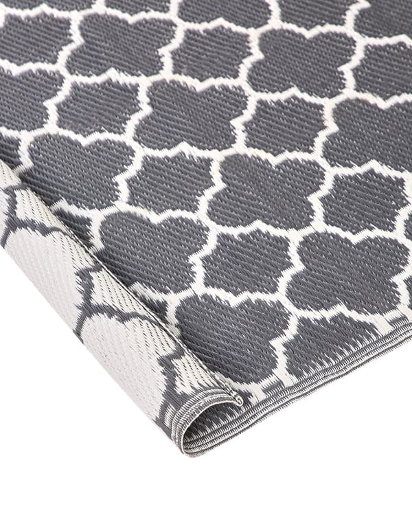 Gulvteppe Grå Syntetisk materiale 120 x 180 cm Firkløvermønster Moderne design Uteteppe Balkong Terrasse
