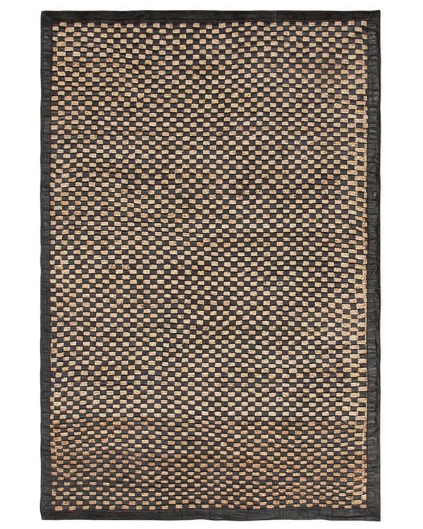 Gulvteppe Svart Beige 140 x 200 cm Geometrisk mønster Retro Jacquard Kuskinn