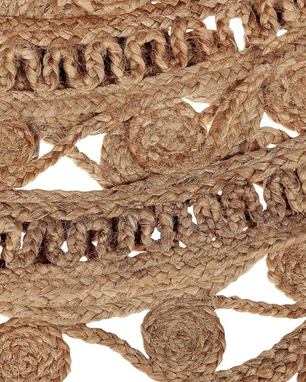 Teppe Beige Rundt 140 cm Boho Rustikk Spiral Flettet Håndlaget Naturlig Jute Soverom Stue