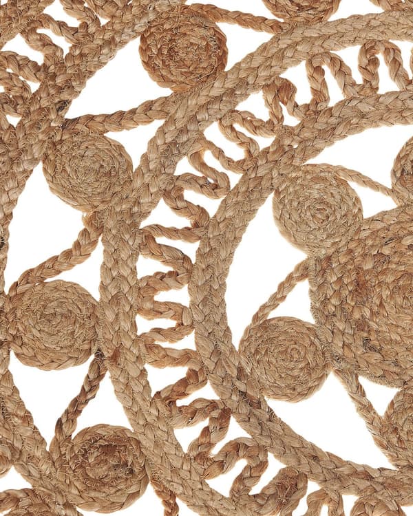 Teppe Beige Rundt 140 cm Boho Rustikk Spiral Flettet Håndlaget Naturlig Jute Soverom Stue