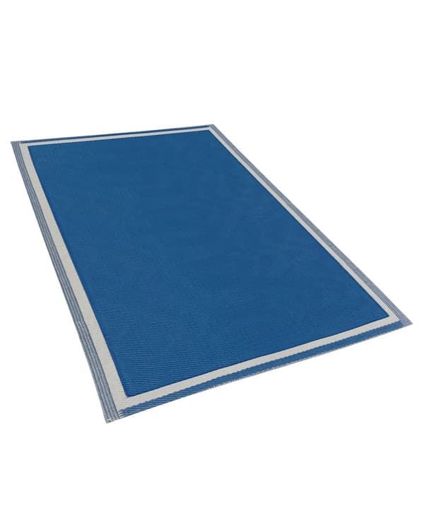 Teppe Blå Syntetisk 120 x 180 cm Utendørs Værbestandig Moderne Tilbehør Dekorativt Terrasse Balkong
