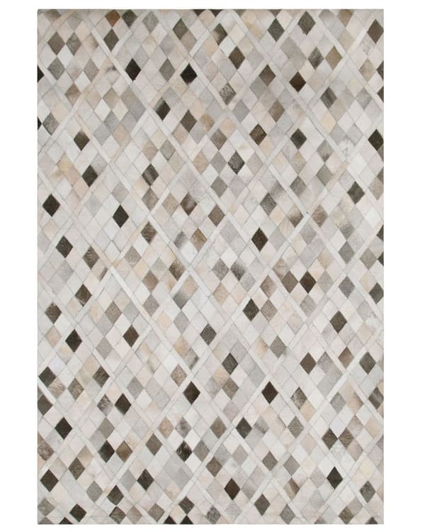 Teppe Grått og Beige Skinn Rutete 160 x 230 cm Rustikk Moderne