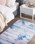 Miniatyrbilde 2 av 7: Teppe Blå Beige Polyester 80 x 150 cm Abstrakt mønster Antiskli Slitt utseende Dekorasjon Moderne