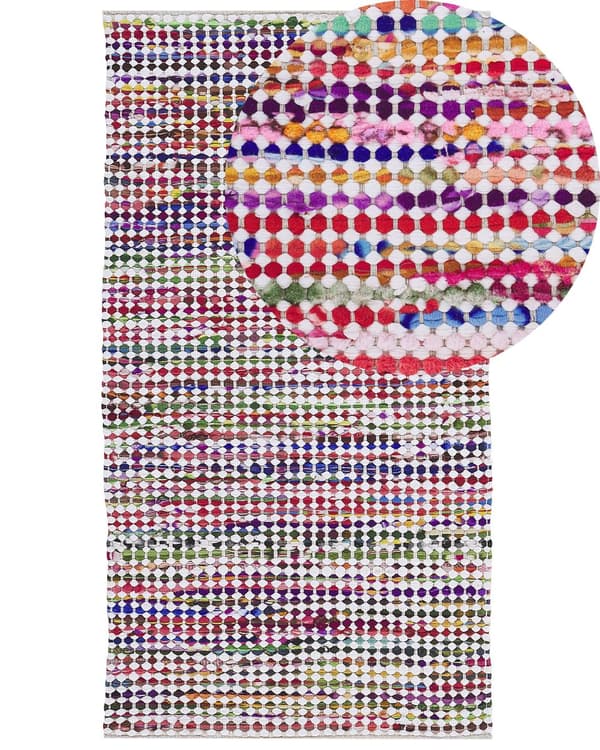 Teppe Flerfarget Polyester Bomull 80 x 150 cm Håndvevd Dekorativt Innredning Tekstil Boho Eklektisk