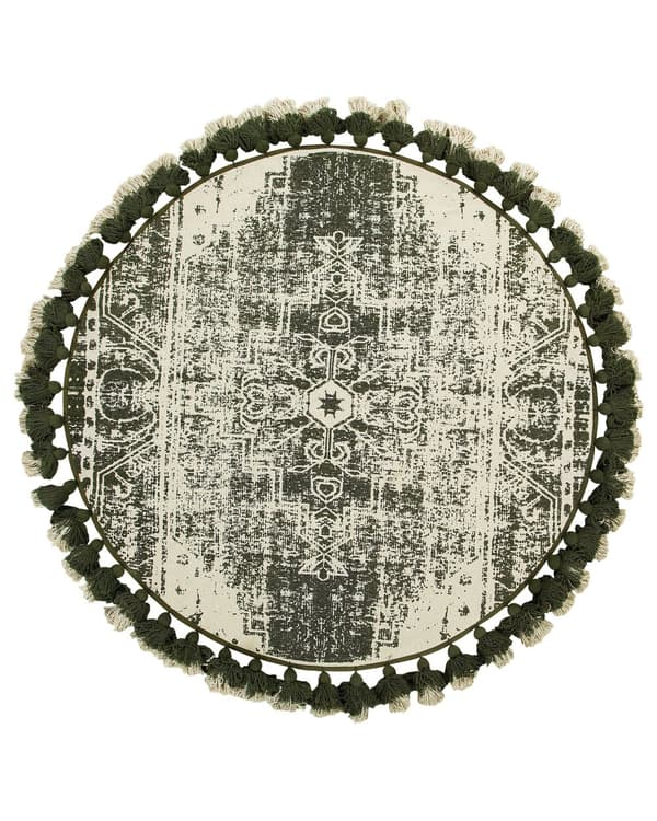Teppe Kremfarget Bomull Rund Vintage Stue ø 120 cm
