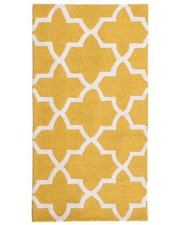 Teppe Gul Ull 80 x 150 cm Håndtuftet Orientalsk Marokkansk Trekløvermønster