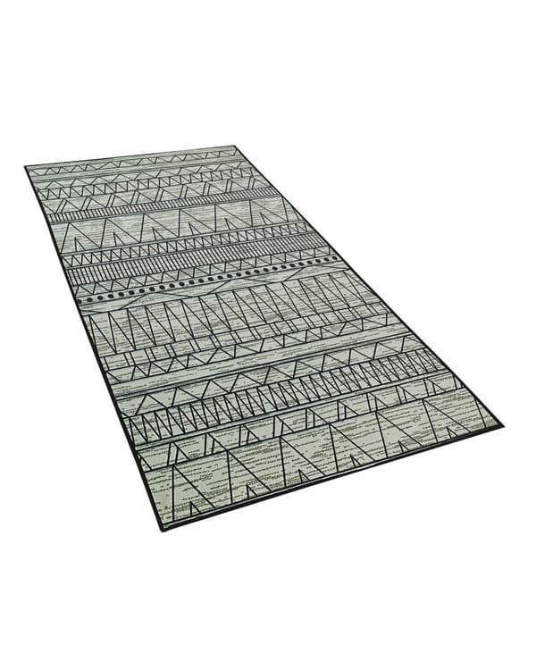 Teppe Svart og Grå Polyester 80 x 150 cm Geometrisk Mønster med Lav Lugg