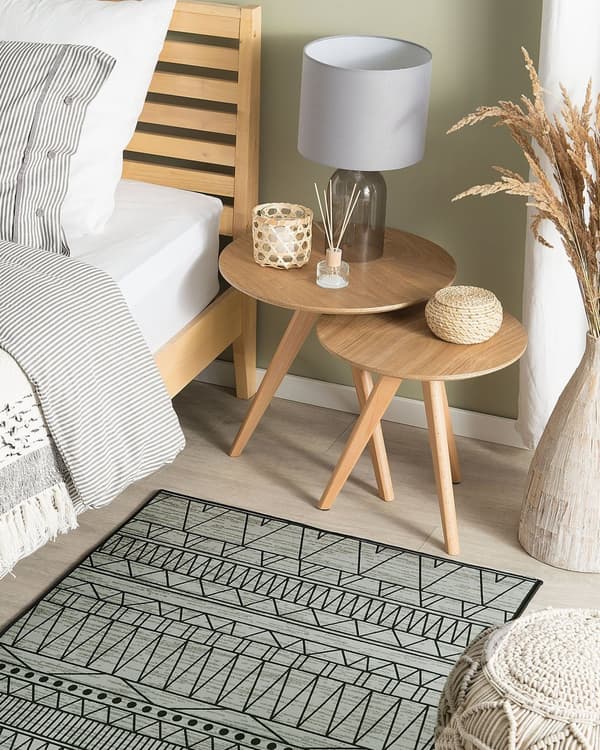 Teppe Svart og Grå Polyester 80 x 150 cm Geometrisk Mønster med Lav Lugg