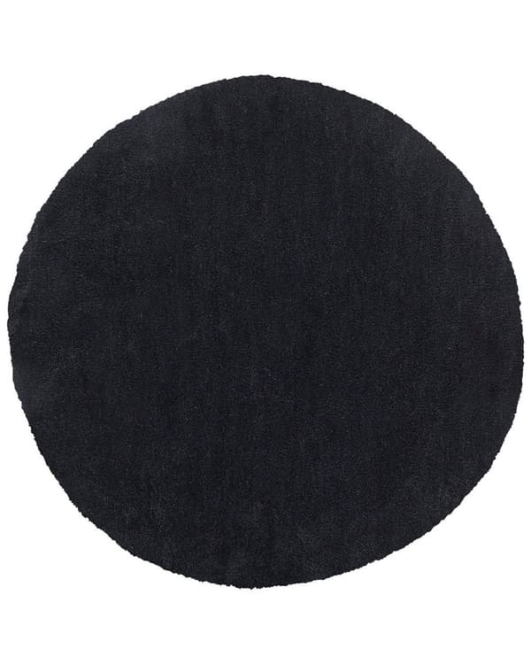 Teppe Svart Polyester Bomull ø 140 cm Shaggy Rund form Dekorativt Moderne Tilbehør Innredning