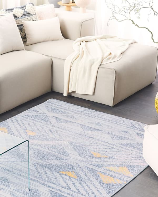 Teppe Grå med Gul Polyester 140 x 200 cm Geometrisk Mønster med Lav Luv