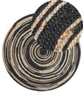 Miniatyrbilde 1 av 6: Gulvteppe Beige Svart Rund 140 cm Boho Rustikk Spiralflettet Jute Soverom Gang