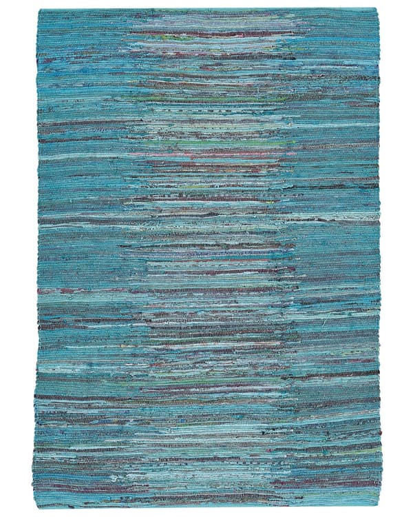 Teppe Blå Bomull 160 x 230 cm Stripete mønster Håndvevd Gulvteppe Dekorasjon Tekstiler
