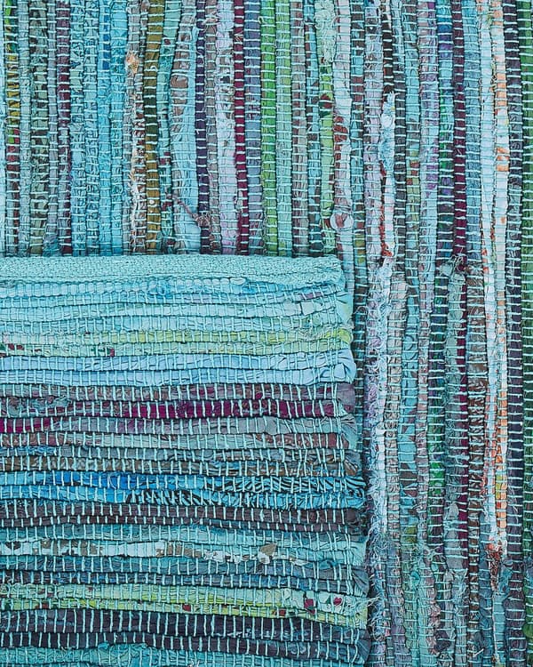 Teppe Blå Bomull 160 x 230 cm Stripete mønster Håndvevd Gulvteppe Dekorasjon Tekstiler