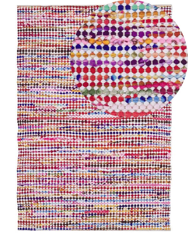 Teppe Flerfarget Polyester Bomull 160 x 230 cm Håndvevd Dekorativt Innredning Tekstil Boho Eklektisk