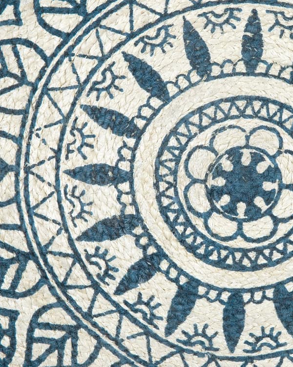 Gulvteppe Blå 120 x 120 cm Rund Håndvevd Innendørs Orientalsk Boho stil