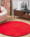 Miniatyrbilde 2 av 6: Teppe Rød Polyester Bomull ø 140 cm Shaggy Rund form Dekorativt Moderne Tilbehør Innredning